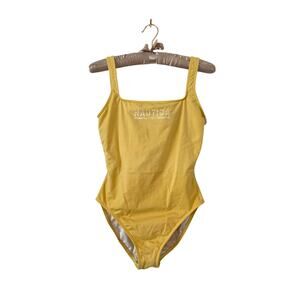 Vintage Banana Yellow Nautica One Piece Square neck Swimsuit Sz M